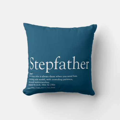 Best Ever Stepfather Stepdad Definition Blue Fun Throw Pillow