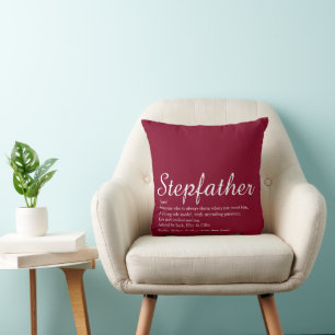 Best Ever Stepfather, Stepdad Definition Burgundy Throw Pillow