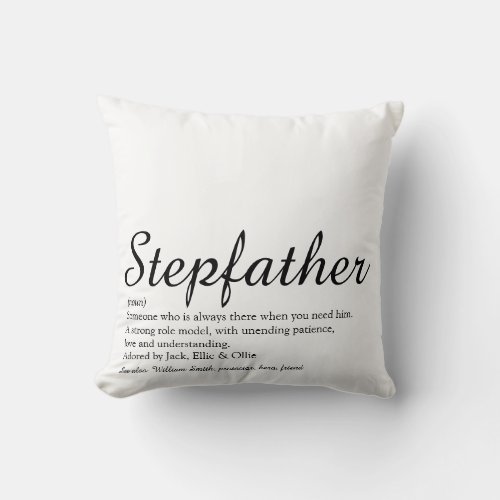 Best Ever Stepfather Stepdad Definition Script Throw Pillow