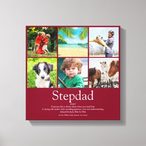 Best Ever Stepfather Stepdad Modern Photo Collage Canvas Print