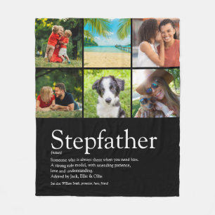 Best Ever Stepfather Stepdad Modern Photo Collage Fleece Blanket
