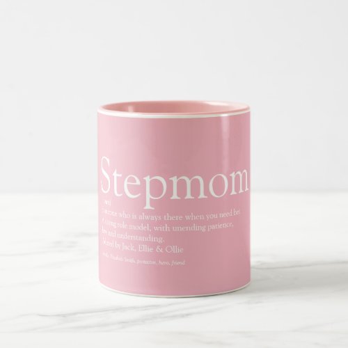 Best Ever Stepmom Stepmother Definition Pink Two_Tone Coffee Mug
