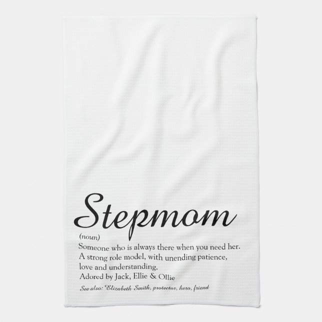 Best Ever Stepmom, Stepmother Definition Script Kitchen Towel (Vertical)