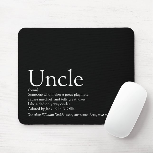 Best Ever Uncle Fun Cool Modern Black and White Mouse Pad (With Mouse)