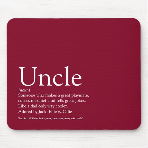 Best Ever Uncle Funcle Definition Modern Burgundy Mouse Pad