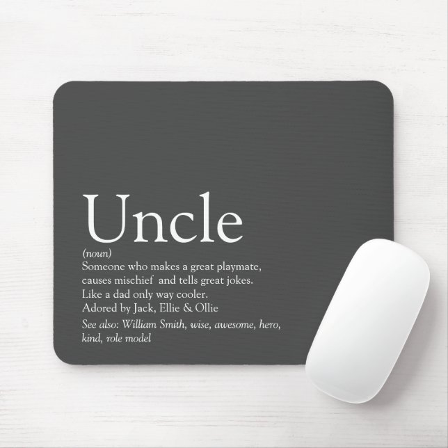 Best Ever Uncle Funcle Definition Modern Gray Mouse Pad (With Mouse)