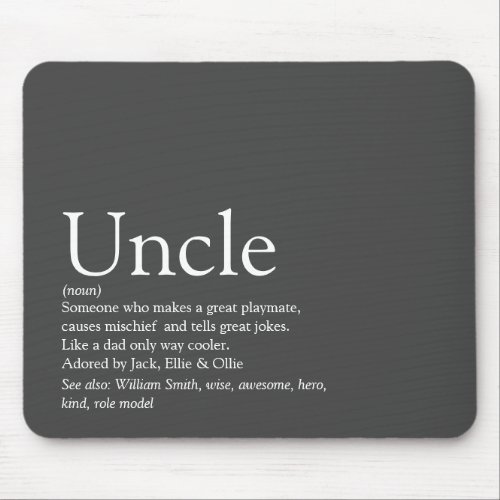 Best Ever Uncle Funcle Definition Modern Gray Mouse Pad