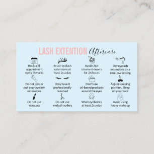 Best eyelash extension aftercare instruction business card