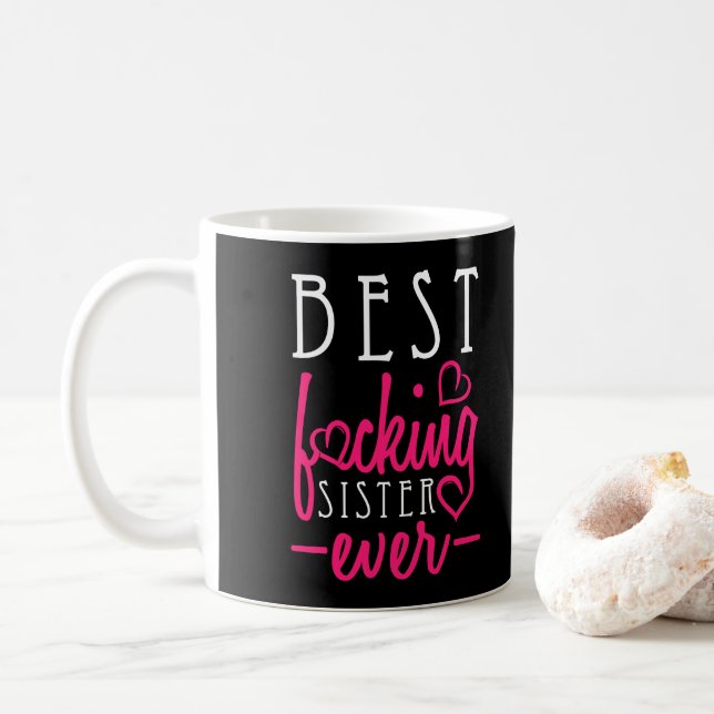 Best F*** Sister Ever - Classic Black Pink White Coffee Mug (With Donut)