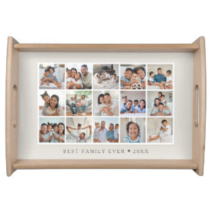 Best Family Ever 15 Photo Collage Gallery Grid Serving Tray