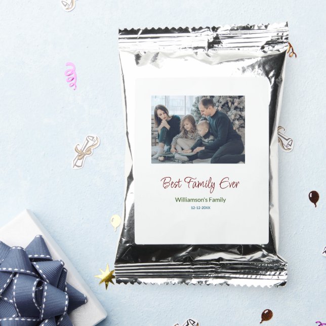 Best family ever add family name picture date year coffee drink mix (Packets)