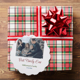 Best family ever add family name picture date year ornament card