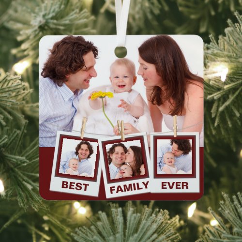 Best Family Ever Custom Instagram 4 Photo Collage Metal Ornament