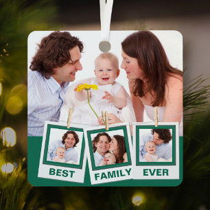 Best Family Ever Custom Instagram 4 Photo Collage Metal Ornament