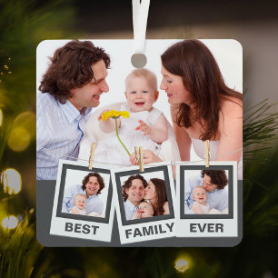 Best Family Ever Custom Instagram 4 Photo Collage Metal Ornament