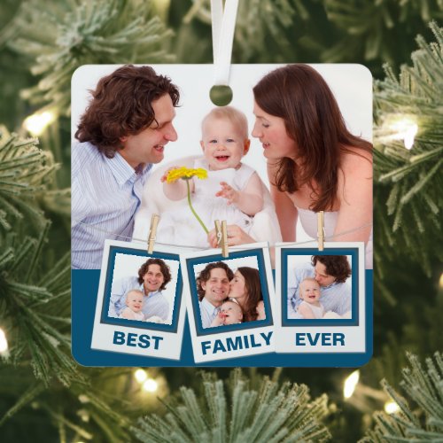 Best Family Ever Custom Instagram 4 Photo Collage Metal Ornament