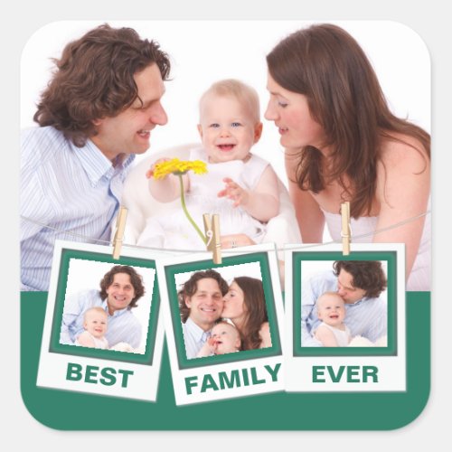 Best Family Ever Custom Instagram 4 Photo Collage Square Sticker