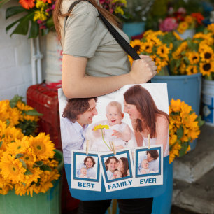 Best Family Ever Custom Instagram 4 Photo Collage Tote Bag
