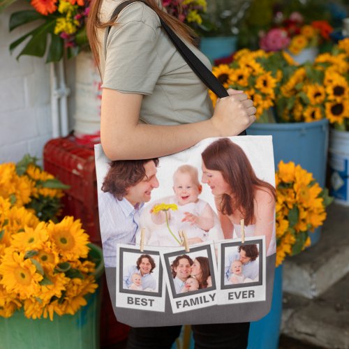 Best Family Ever Custom Instagram 4 Photo Collage Tote Bag