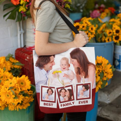Best Family Ever Custom Instagram 4 Photo Collage Tote Bag