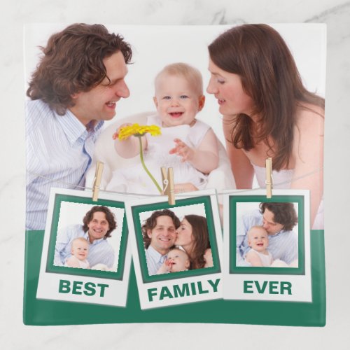 Best Family Ever Custom Instagram 4 Photo Collage Trinket Tray