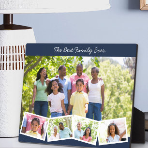 Best Family Ever - Custom Photo Collage Blue Plaque