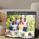 Best Family Ever - Custom Photo Collage w 5 Photos Plaque<br><div class="desc">Keep your family close with this lovely easel style photo plaque. The template for is set up ready for you to add 5 of your favorite photos. The main photo will be used as the background and the remaining 4 photos will be laid out in a zigzag photo strip along...</div>