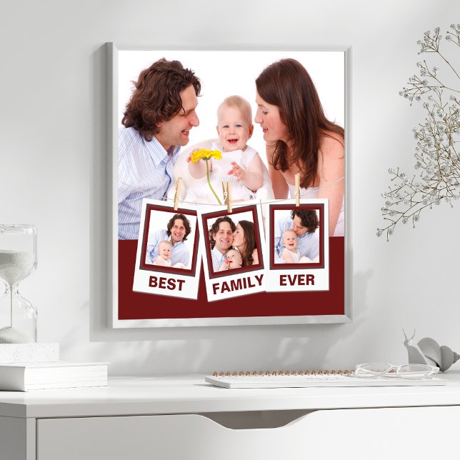 Best Family Ever Custom Red 4 Photo Collage Poster (Creator Uploaded)