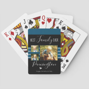 Best Family Ever Photo Collage Custom Name Poker Cards