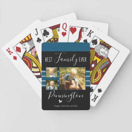 Best Family Ever Photo Collage Custom Name Poker Cards