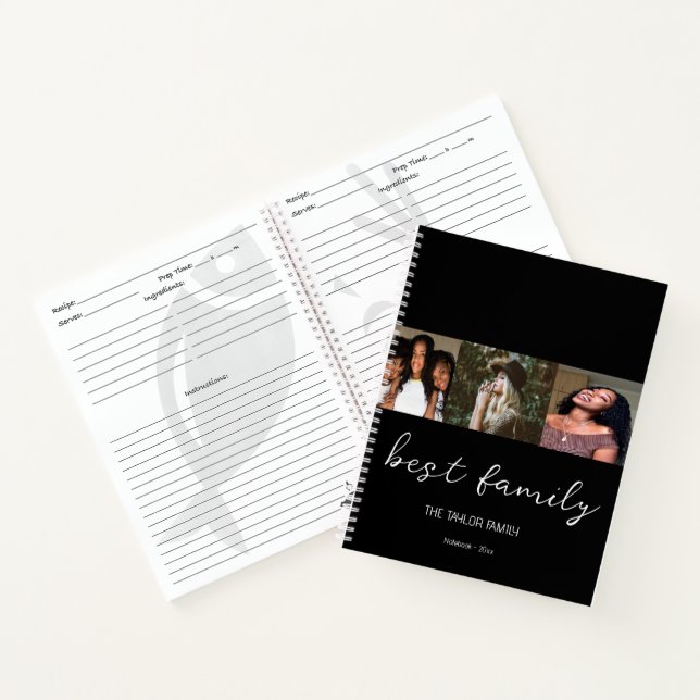 Best Family Recipe Collage Photo Black Script  Notebook (Inside)