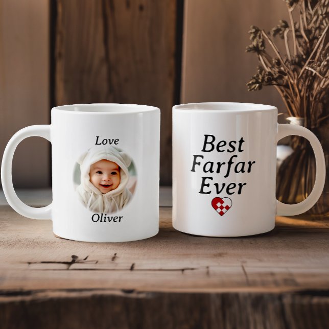 Best Farfar Ever - Personalized Photo Yule Heart Giant Coffee Mug (Creator Uploaded)