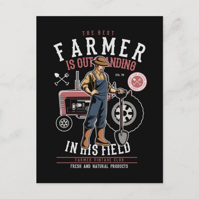 Best Farmer Vintage Mancave Postcard (Front)
