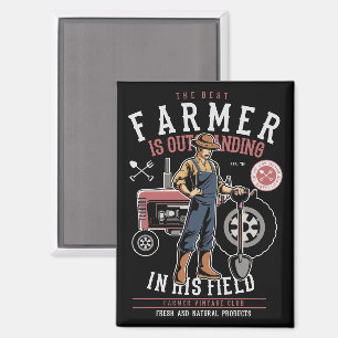 Best Farmer Vintage Mancave Postcard Magnet