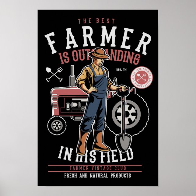 Best Farmer Vintage Mancave Postcard Poster (Front)