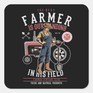 Best Farmer Vintage Mancave Postcard Square Sticker