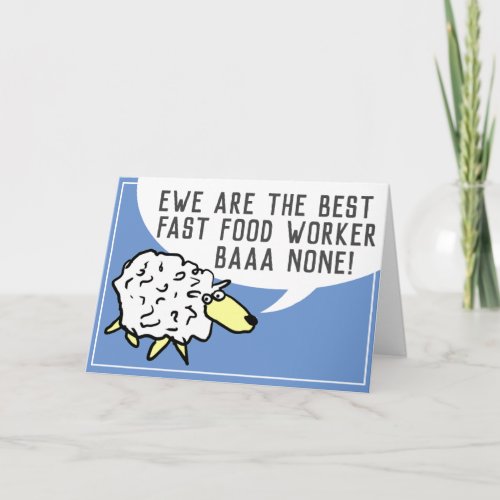 Best Fast Food Worker Bar None _ Sheep Pun Card
