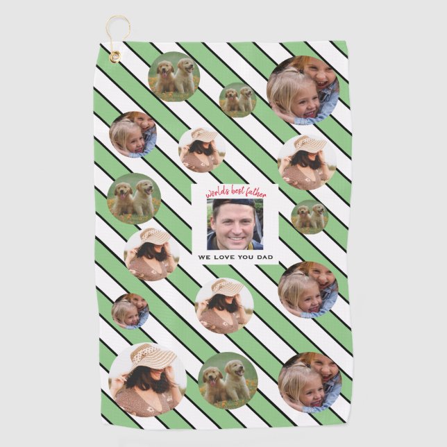 Best Father Custom Four-Photo 🎄 Holiday  Golf Towel (Front)