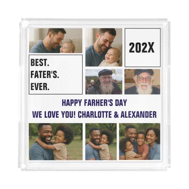 Best Father Ever Acrylic Tray – Personalized Photo (Front)