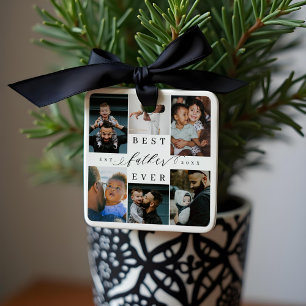 Best Father Ever Father's Day 6 Photo Collage Ceramic Ornament