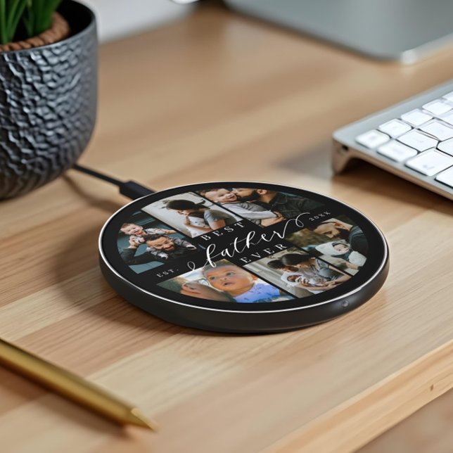 Best Father Ever Father's Day 6 Photo Collage Wireless Charger (Best Father Ever Father's Day 6 Photo Collage Wireless Charger)