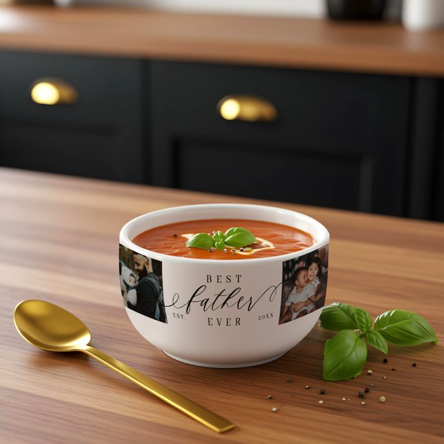 Best Father Ever | Father's Day Photo Collage Soup Mug (Best Father Ever | Father's Day Photo Collage Soup Mug)
