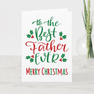Best Father Ever Merry Christmas Typography Card