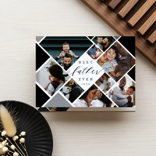 Best Father Ever Modern Photo Collage Personalized Card