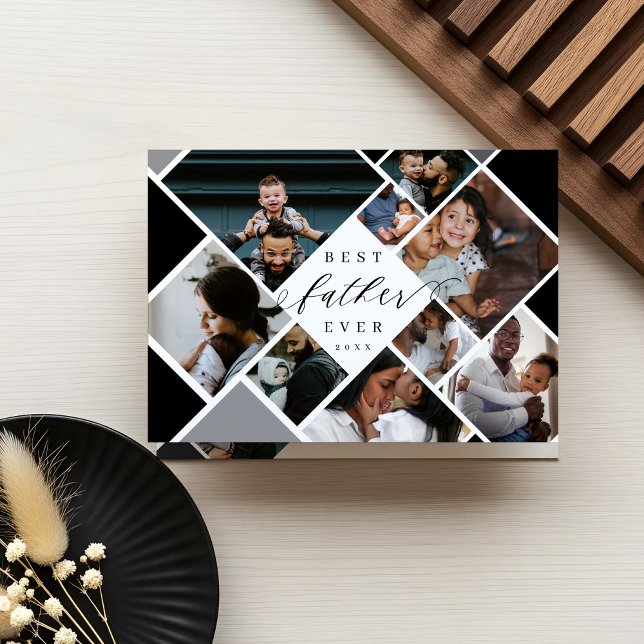 Best Father Ever Modern Photo Collage Personalized Card (Best Father Ever Modern Photo Collage Personalized Card)
