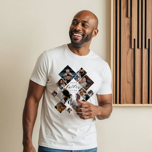 Best Father Ever Modern Photo Collage Personalized Tri-Blend Shirt (Best Father Ever Modern Photo Collage Personalized Tri-Blend Shirt)