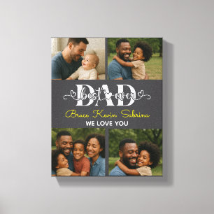 Best Father Ever Personalized Photo Collage Canvas Print