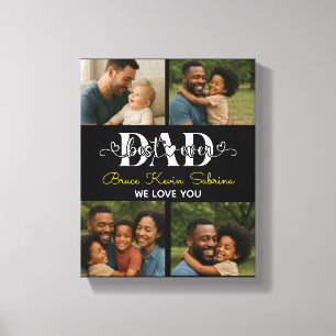 Best Father Ever Personalized Photo Collage Canvas Print