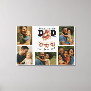 Best Father Ever Personalized Photo Collage Canvas Print