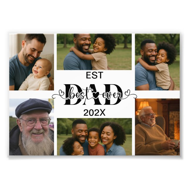 Best Father Ever – Personalized Photo Collage  Print (Front)